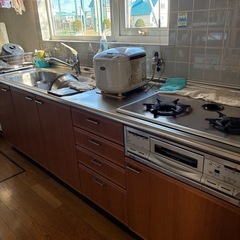 Rinnai　サンウェーブ　システムキッチン　ウッド調　木目　ステンレスの画像