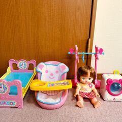 ★メルちゃんメロディようちえん★ベッド★洗濯機★物干し★おまけ付き★の画像