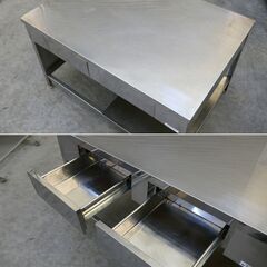 ≪zyt2555ジ≫ sunwave/サンウェーブ ステンレス製 引出し付作業台 幅130cm 奥行90cm 現状品 調理台/店舗/設備/DIY/中古厨房機器/宮城県仙台市 71024-10の画像