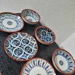 未使用！美濃焼　 染錦絵変 幸泉窯 柄６種小鉢・小皿ペア 6セット計１２個　木箱の画像