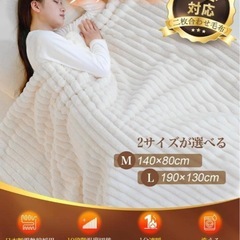 電気毛布 掛け敷き兼用 ラビットファー調素材＆フランネル 140×80cmの画像