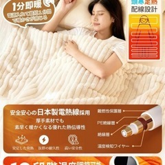 電気毛布 掛け敷き兼用 ラビットファー調素材＆フランネル 140×80cmの画像