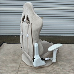 タンスのゲン ゲーミング座椅子 低反発 回転式 レバー式 ハイバック アームレスト付  ベージュの画像