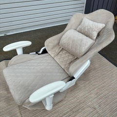 タンスのゲン ゲーミング座椅子 低反発 回転式 レバー式 ハイバック アームレスト付  ベージュの画像