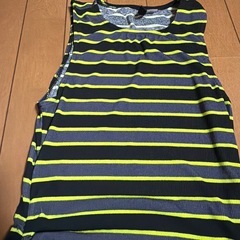H&M キャミワンピース XS 黒と黄色ストライプの画像