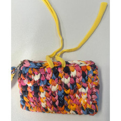 カラフル 編み込み ポーチ タッセル付き 小物入れの画像