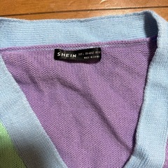 SHEIN マルチカラー クロップドカーディガンLの画像