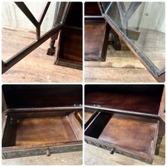 アンティーク ブックシェルフ 書棚 ガラスキャビネット ねじり家具 木製 英国風の画像