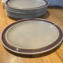 【引き取り限定】中古品　メラミン　長丸皿　10枚セットの画像