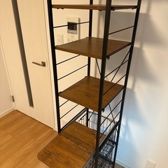 エアリゾーム スリムキッチンボード　ライトブラウン×ブラック キッチンラックの画像