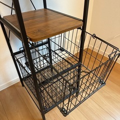 エアリゾーム スリムキッチンボード　ライトブラウン×ブラック キッチンラックの画像