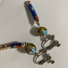 【手作りアクセサリー】ピアス、イヤリング、ブレスレット５個セット　和　浴衣　とんぼ玉の画像