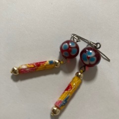 【手作りアクセサリー】ピアス、イヤリング、ブレスレット５個セット　和　浴衣　とんぼ玉の画像