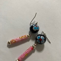 【手作りアクセサリー】ピアス、イヤリング、ブレスレット５個セット　和　浴衣　とんぼ玉の画像