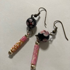 【手作りアクセサリー】ピアス、イヤリング、ブレスレット５個セット　和　浴衣　とんぼ玉の画像