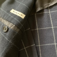 CARUSOカルーゾウールカシミアアンゴラネイビー チェックテーラードジャケットの画像