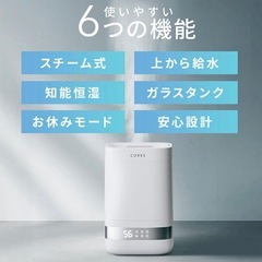 加湿器 4.0L 大容量 スチーム式加湿器 上から給水 卓上加湿器 35畳対応の画像
