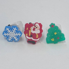 【光る！】クリスマス 指輪 3点セット サンタ ツリー 雪の結晶 キッズリング 子供用アクセサリー 🎅✨の画像