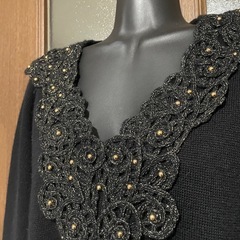 胸元ラメ　ニットワンピースの画像