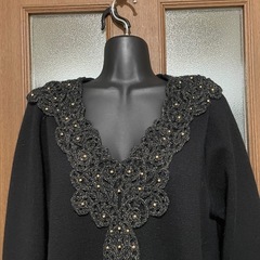 胸元ラメ　ニットワンピースの画像