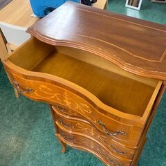 イタリア 木製 5段チェスト 象嵌細工 猫脚 家具 アンティーク インテリア 札幌 東区の画像