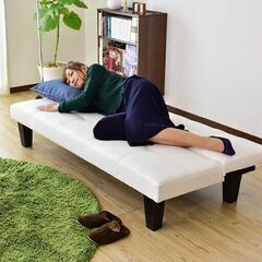 2人掛けソファベッド【シャンブル／PVCホワイト色】ソファ 2人掛け ソファベッド リクライニングソファ 訳あり B品 アウトレット品 ※定価16,990円の画像