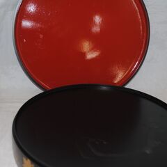 [1713] 昭和レトロ　漆器　和柄蓋付き　丸型寿し重の画像