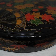 [1713] 昭和レトロ　漆器　和柄蓋付き　丸型寿し重の画像