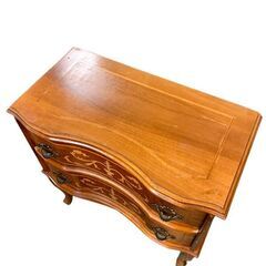 イタリア 木製 2段チェスト 象嵌細工 猫脚 家具 アンティーク インテリア 札幌 東区の画像