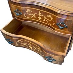 イタリア 木製 2段チェスト 象嵌細工 猫脚 家具 アンティーク インテリア 札幌 東区の画像