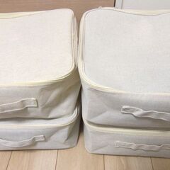 無印良品　ポリエステル綿麻混　ソフトボックス【4個セット】角型　小　３５×３５×１６ｃｍ　の画像