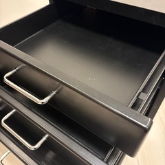【譲ります】黒色 3段引き出しデスクワゴン キャビネット オフィスワゴン サイドワゴンの画像