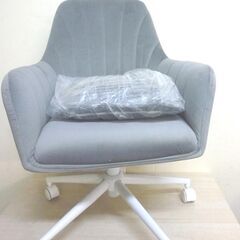 M※取引中/売約済***********　未使用/新品　訳あり特価　デスクチェア クッション キャスター付き 回転式 ベロア調　グレー　ニュアンスカラー ホワイト脚 チェアの画像