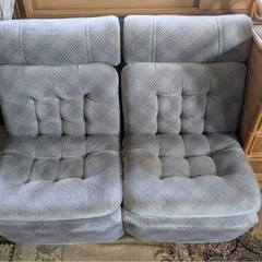 【ソファ】3人掛け＋2人掛け 組み合わせ自由 布張り グレー系チェック 肘掛け付き 日本製 リビング 応接 二世帯 来客用の画像