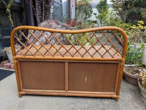 実用】藤 ラタン 腰掛け 収納ベンチ 背もたれ付き 椅子 スツール 収納