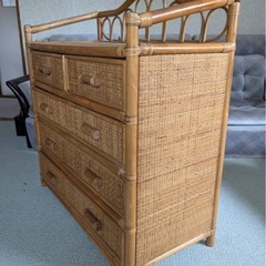 【ラタン】藤箪笥 チェスト たんす 衣類収納 4段 引き出し ラタン家具 籐家具 収納棚 アジアン 和室 リビング 収納チェスト インテリアの画像