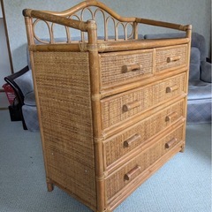 【ラタン】藤箪笥 チェスト たんす 衣類収納 4段 引き出し ラタン家具 籐家具 収納棚 アジアン 和室 リビング 収納チェスト インテリアの画像