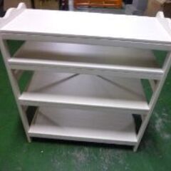 M　未使用/新品　アウトレット　 ラック 棚 幅80 4段 キッズラック 天然木 収納 おかたづけの画像