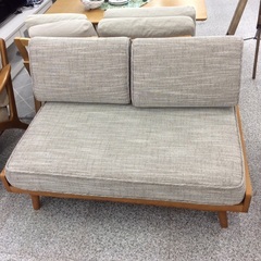 【unicoのアルベロシリーズ】 2人掛けソファ ウニコ　unico　ミサワ　アルベロ　ALBERO　オットマン付き ソファ 布製　木枠フレーム：グレー/ベージュの画像