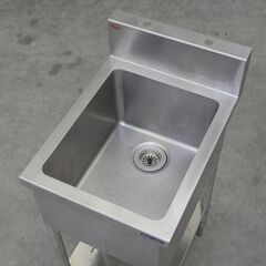 ≪zyt2559ジ≫ マルゼン ステンレス製 業務用1槽シンク 幅45cm 奥行60cm バックガード付 脚アジャスタ長め 現状品 中古厨房機器/宮城県仙台市 71029-03の画像