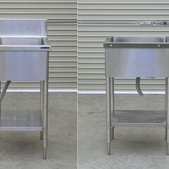 ≪zyt2559ジ≫ マルゼン ステンレス製 業務用1槽シンク 幅45cm 奥行60cm バックガード付 脚アジャスタ長め 現状品 中古厨房機器/宮城県仙台市 71029-03の画像