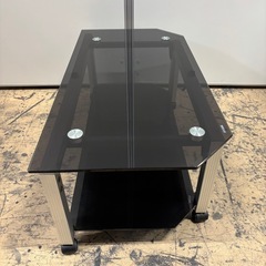 ガラス製テレビ台　AVラック　ブラック　キャスター付きの画像