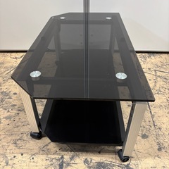 ガラス製テレビ台　AVラック　ブラック　キャスター付きの画像