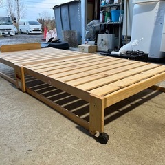 折りたたみベッド　すのこベッド　ベッドフレーム　ひのき　中居木工　ロータイプ　シングルサイズ　高級家具メーカー　キャスター付きの画像