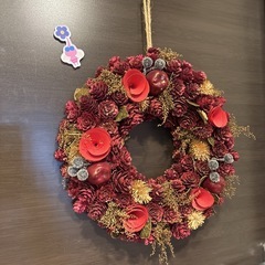 ニトリ クリスマスリース クリスマス リース りんご　赤 の画像