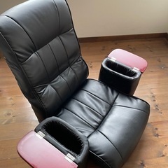 座椅子 回転式 ポケット肘付座椅子 背もたれ14段階リクライニング の画像