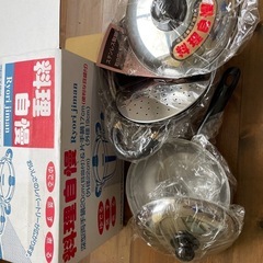 ステンレス鍋、蒸し鍋セットの画像