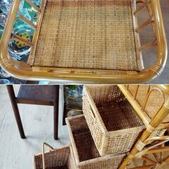 レトロ ラタンチェスト ランドリーラック キャスター付き 籐家具 引き出し収納 ランドリー収納　/TJ-2656 2Fの画像