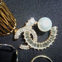 美品刻印等有無し混在アクセサリージュエリーお纏め8点【指輪リング6個、ブローチ1個、ロングネックレスペンダント1個】の画像