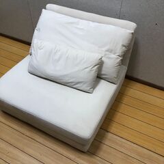 イーナ Ehre 一人掛けソファ ホワイト スエード調 美品 en-354　135010 広め座面 ゆったり リビング ワンルーム 寝室　【糸島市内 送料無料】251113-15の画像